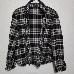 Chaps Plaid Utility Jacket in Black and Cream